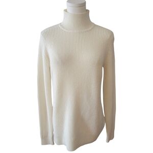 Banana Republic Cream Turtleneck Knit Tunic Sweater Size Medium